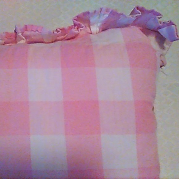 Throw Pillow Pink Plaid Gingham Tufted Handmade By My Grandma Very Vintage - Picture 5 of 5
